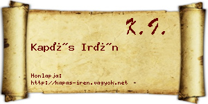 Kapás Irén névjegykártya